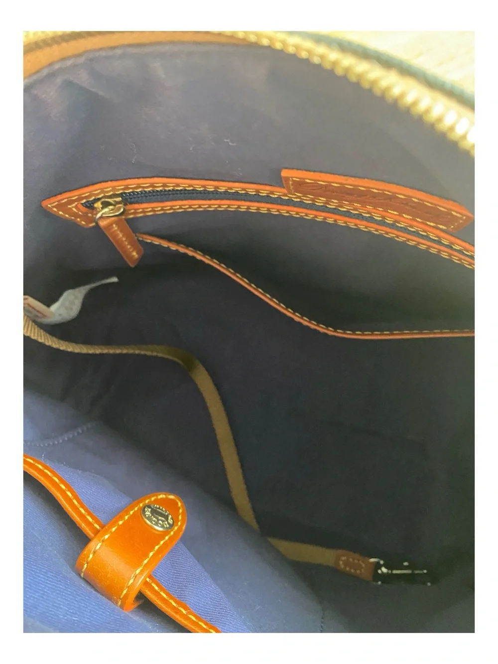 Dooney & Bourke MLB SF Giants Logo Monogram Satchel with Brown Trim